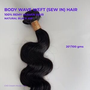 20" Weft (Sew in) Hair Extensions 100g Body Wave Natural Black 1B